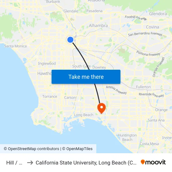 Hill / 4th to California State University, Long Beach (CSULB) map
