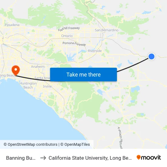 Banning Bus Stop to California State University, Long Beach (CSULB) map