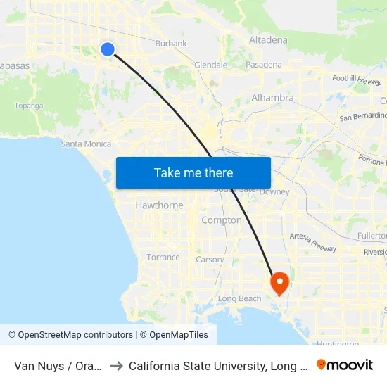 Van Nuys / Orange Line to California State University, Long Beach (CSULB) map