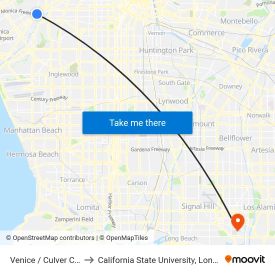 Venice / Culver City Station to California State University, Long Beach (CSULB) map