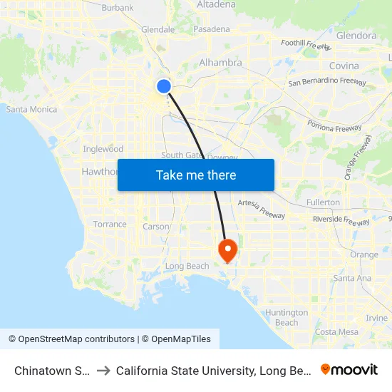 Chinatown Station to California State University, Long Beach (CSULB) map