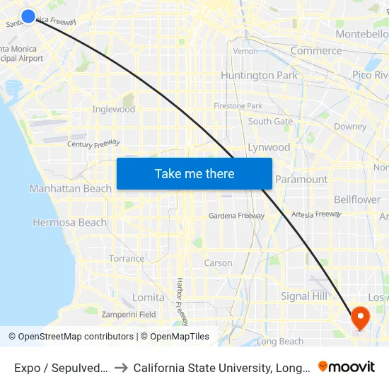 Expo / Sepulveda Station to California State University, Long Beach (CSULB) map