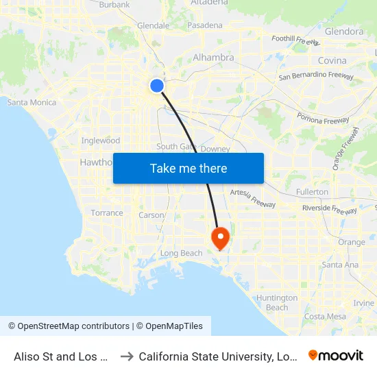 Aliso St and Los Angeles St E to California State University, Long Beach (CSULB) map