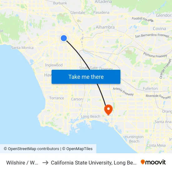 Wilshire / Western to California State University, Long Beach (CSULB) map
