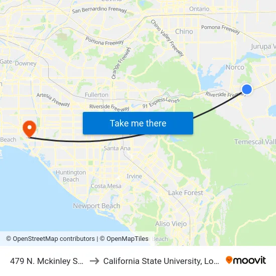 479 N. Mckinley St @ Walmart to California State University, Long Beach (CSULB) map