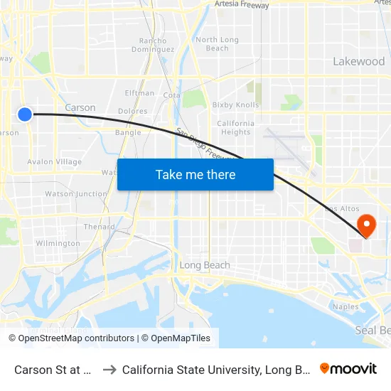 Carson St at Main St to California State University, Long Beach (CSULB) map