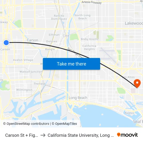 Carson St + Figueroa St to California State University, Long Beach (CSULB) map