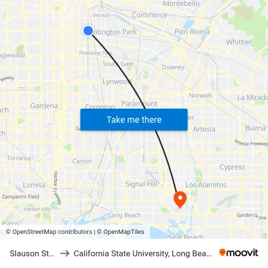 Slauson Station to California State University, Long Beach (CSULB) map