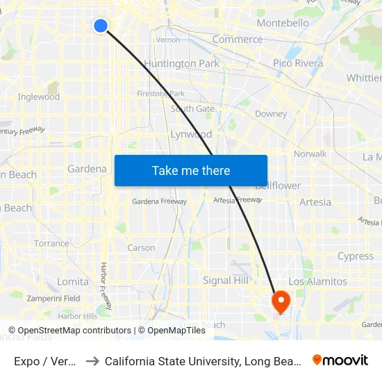 Expo / Vermont to California State University, Long Beach (CSULB) map