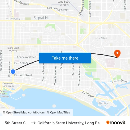 5th Street Station to California State University, Long Beach (CSULB) map