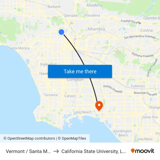 Vermont / Santa Monica Station to California State University, Long Beach (CSULB) map