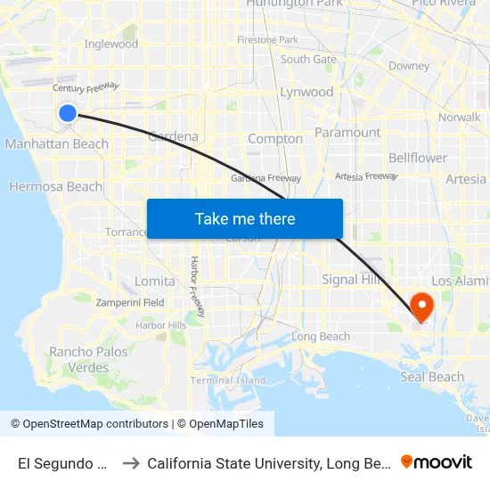 El Segundo Station to California State University, Long Beach (CSULB) map