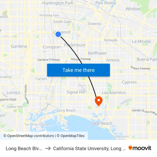 Long Beach Blvd Station to California State University, Long Beach (CSULB) map