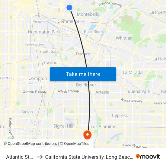Atlantic Station to California State University, Long Beach (CSULB) map
