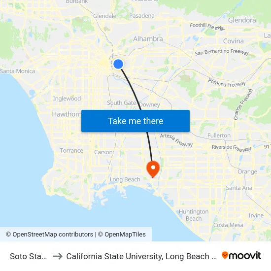 Soto Station to California State University, Long Beach (CSULB) map