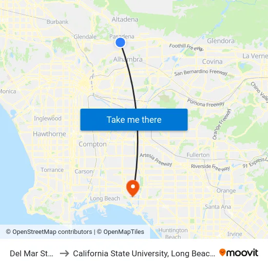 Del Mar Station to California State University, Long Beach (CSULB) map