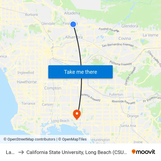 Lake to California State University, Long Beach (CSULB) map