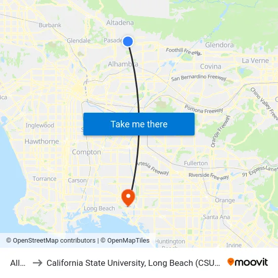 Allen to California State University, Long Beach (CSULB) map