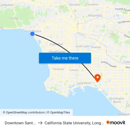 Downtown Santa Monica to California State University, Long Beach (CSULB) map