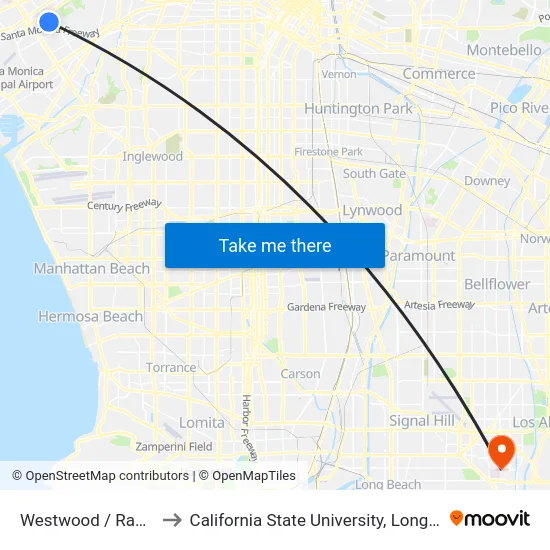 Westwood / Rancho Park to California State University, Long Beach (CSULB) map