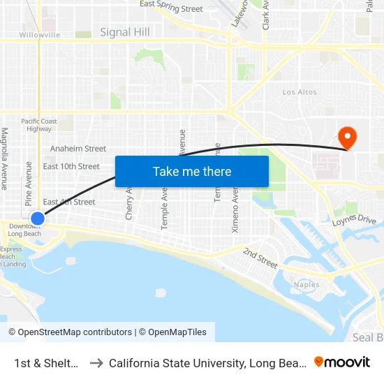 1st & Shelter H S to California State University, Long Beach (CSULB) map