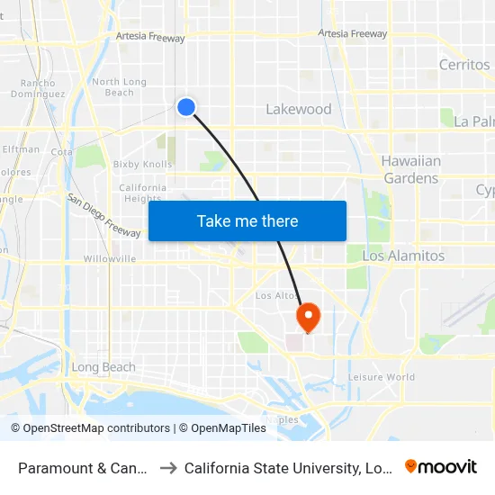Paramount & Candlewood SW to California State University, Long Beach (CSULB) map
