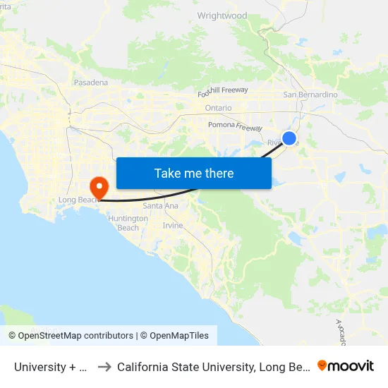 University + Lemon to California State University, Long Beach (CSULB) map