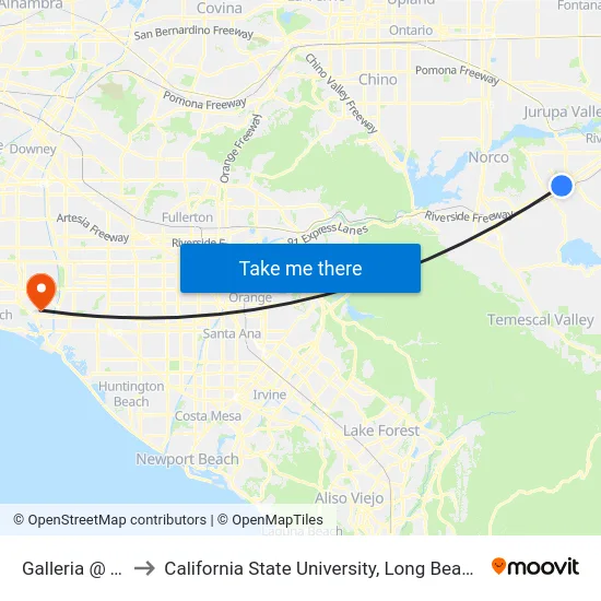 Galleria @ Tyler to California State University, Long Beach (CSULB) map