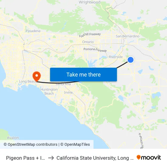 Pigeon Pass + Ironwood to California State University, Long Beach (CSULB) map