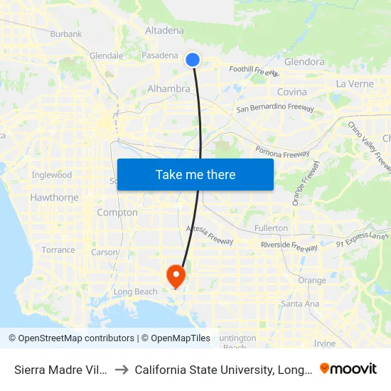 Sierra Madre Villa Station to California State University, Long Beach (CSULB) map