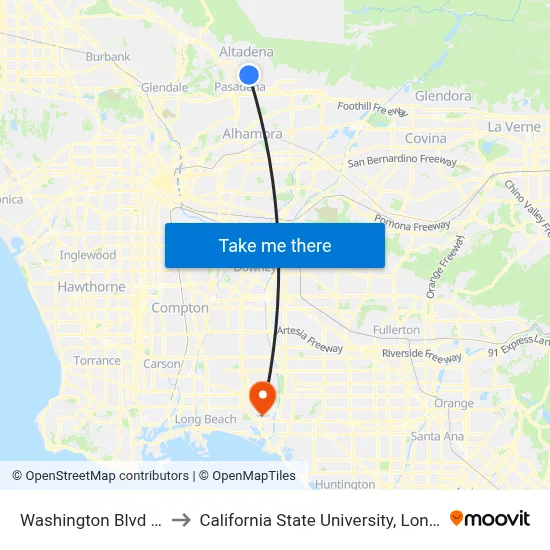 Washington Blvd & Lake Ave to California State University, Long Beach (CSULB) map