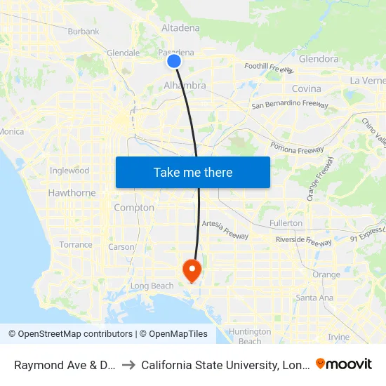 Raymond Ave & Del Mar Blvd to California State University, Long Beach (CSULB) map