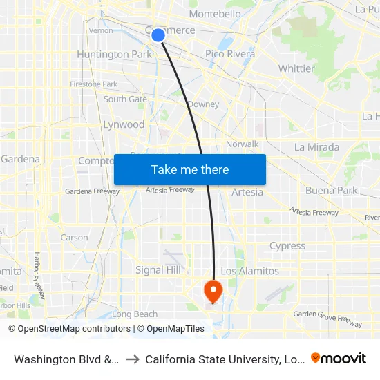 Washington Blvd & Atlantic Blvd to California State University, Long Beach (CSULB) map