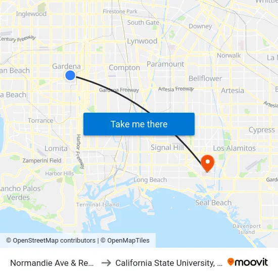 Normandie Ave & Redondo Beach Blvd to California State University, Long Beach (CSULB) map