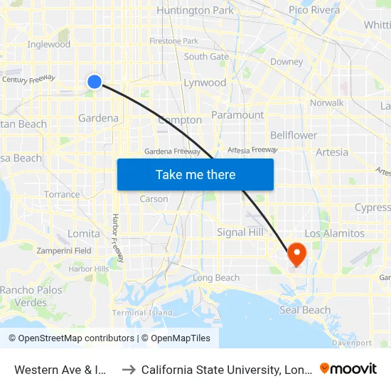 Western Ave & Imperial Hwy to California State University, Long Beach (CSULB) map