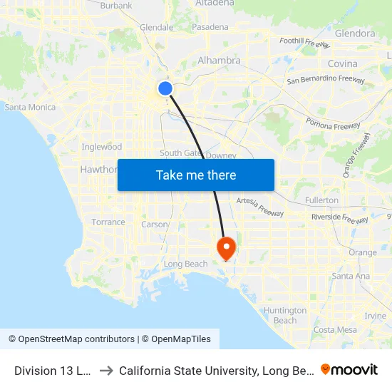 Division 13 Layover to California State University, Long Beach (CSULB) map