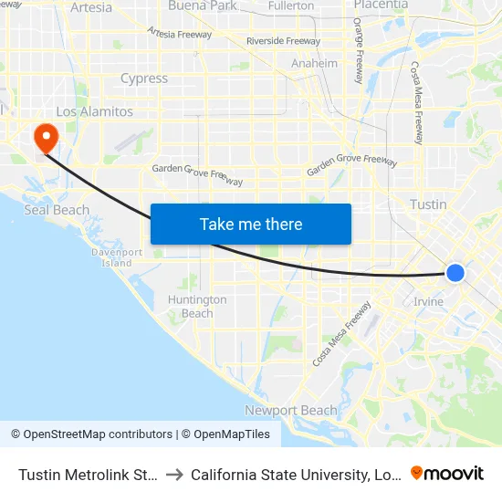 Tustin Metrolink Station-Dock 8 to California State University, Long Beach (CSULB) map