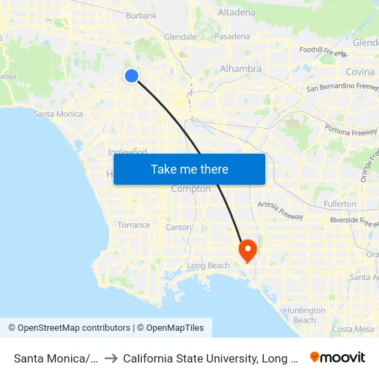 Santa Monica/La Brea to California State University, Long Beach (CSULB) map