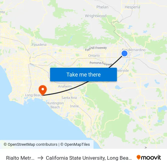 Rialto Metrolink to California State University, Long Beach (CSULB) map