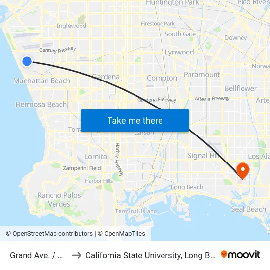 Grand Ave. / Main St. to California State University, Long Beach (CSULB) map