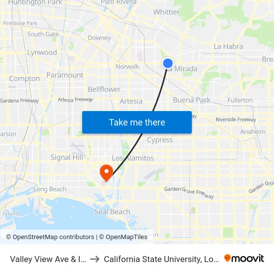 Valley View Ave & Imperial Hwy to California State University, Long Beach (CSULB) map