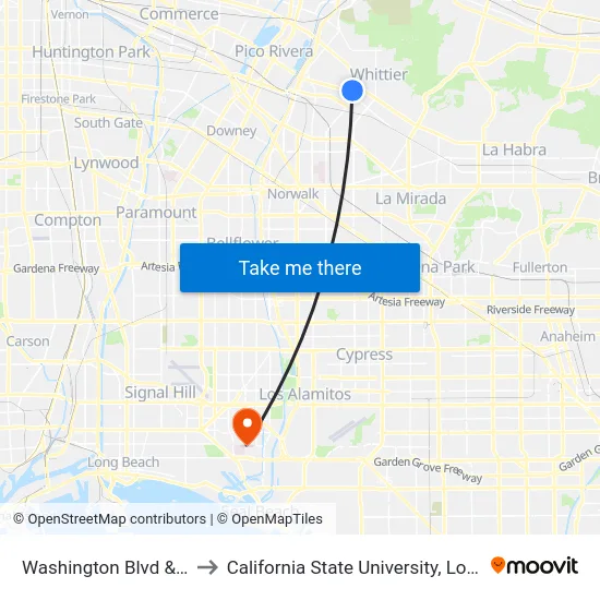 Washington Blvd & Lambert Rd to California State University, Long Beach (CSULB) map