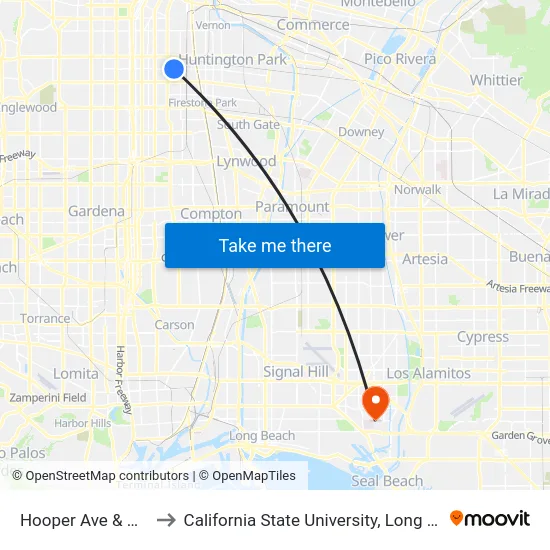 Hooper Ave & Gage Ave to California State University, Long Beach (CSULB) map