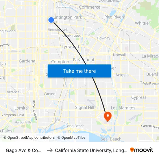 Gage Ave & Compton Ave to California State University, Long Beach (CSULB) map
