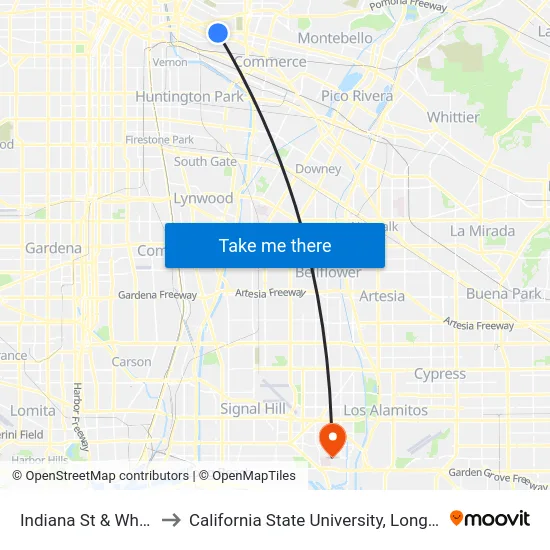 Indiana St & Whittier Blvd to California State University, Long Beach (CSULB) map