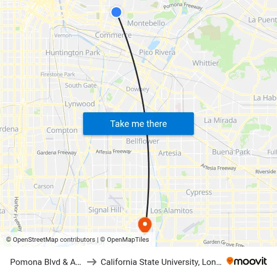 Pomona Blvd & Atlantic Blvd to California State University, Long Beach (CSULB) map