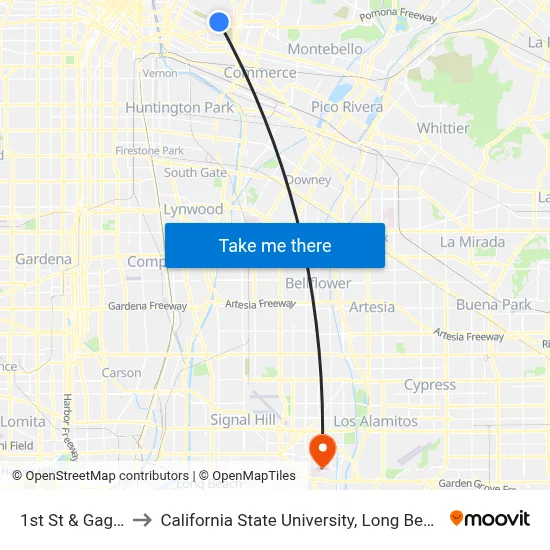 1st St & Gage Ave to California State University, Long Beach (CSULB) map