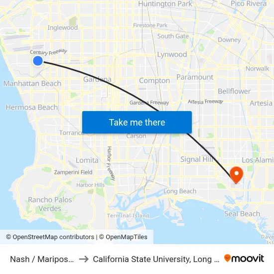 Nash / Mariposa Station to California State University, Long Beach (CSULB) map