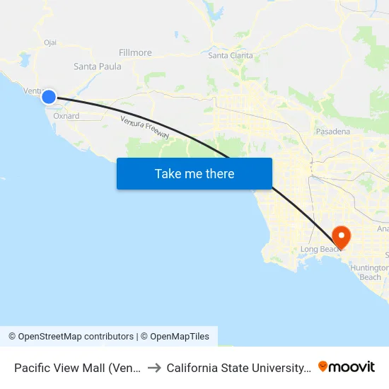 Pacific View Mall (Ventura Transit Center) to California State University, Long Beach (CSULB) map