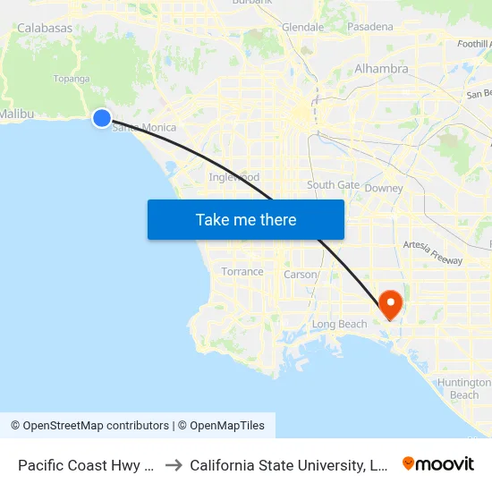 Pacific Coast Hwy & Sunset Blvd to California State University, Long Beach (CSULB) map